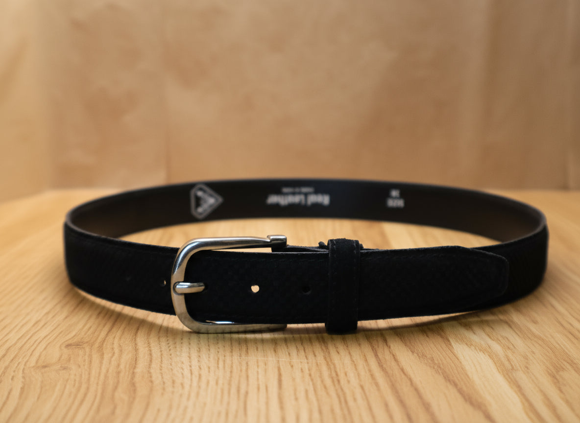 Men’s Black Suede Leather Belt - Handcrafted Premium Suede