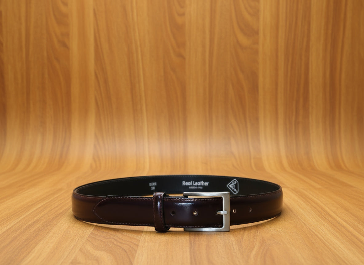 Men potofolio Leather belt burgundy color