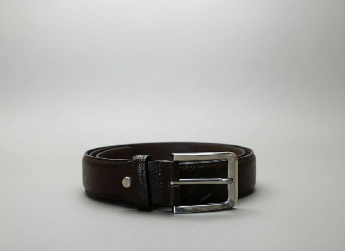 men brown leather belt with texture top