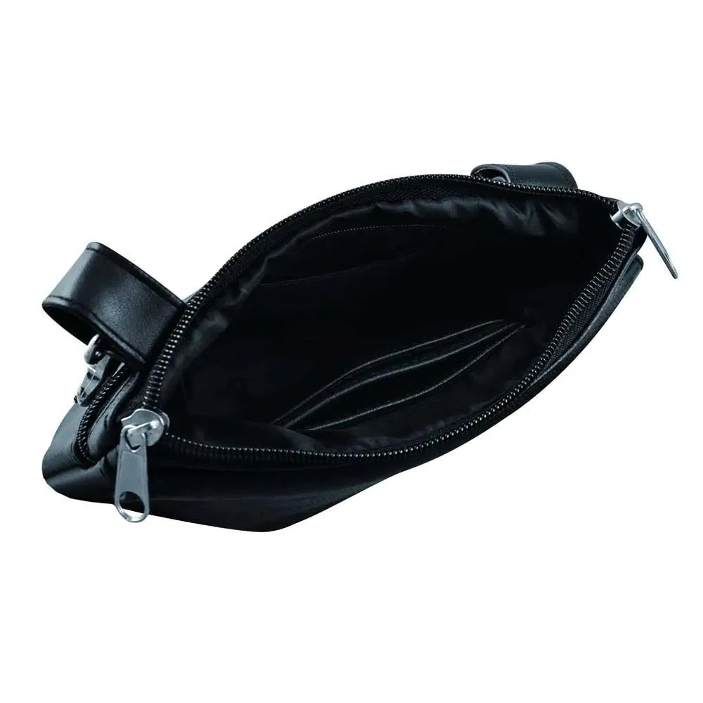 Leather Belt Bag Hip Purse Plain Black