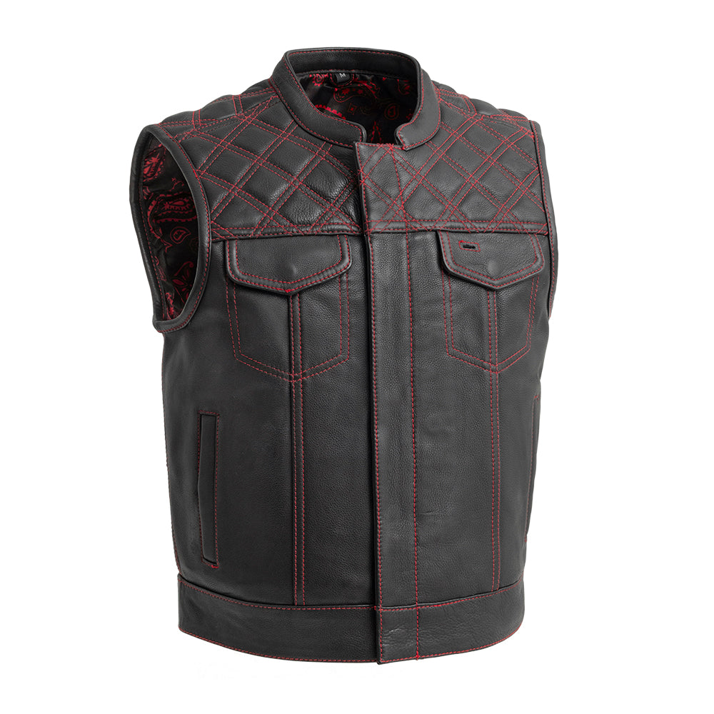 roadster Upside Men’s Club Style Leather Vest - Shorter