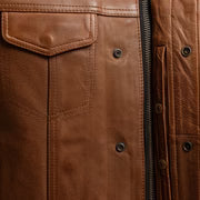 Sharp Shooter Men's Motorcycle Leather Vest Cognac