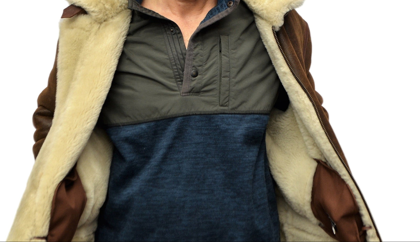 B3 Sheepskin Shearling Antic Brown/Cream with Removable Hood