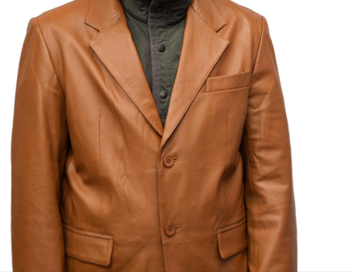 men sporty leather coat