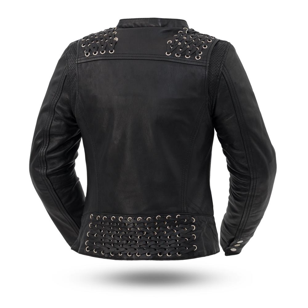 Black Widow Ladies Motorcycle Leather Jacket
