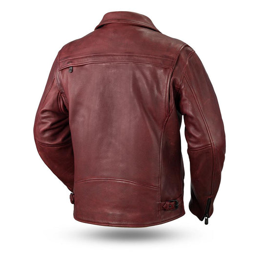Night Rider Red Men's Motorcycle Leather Jacket