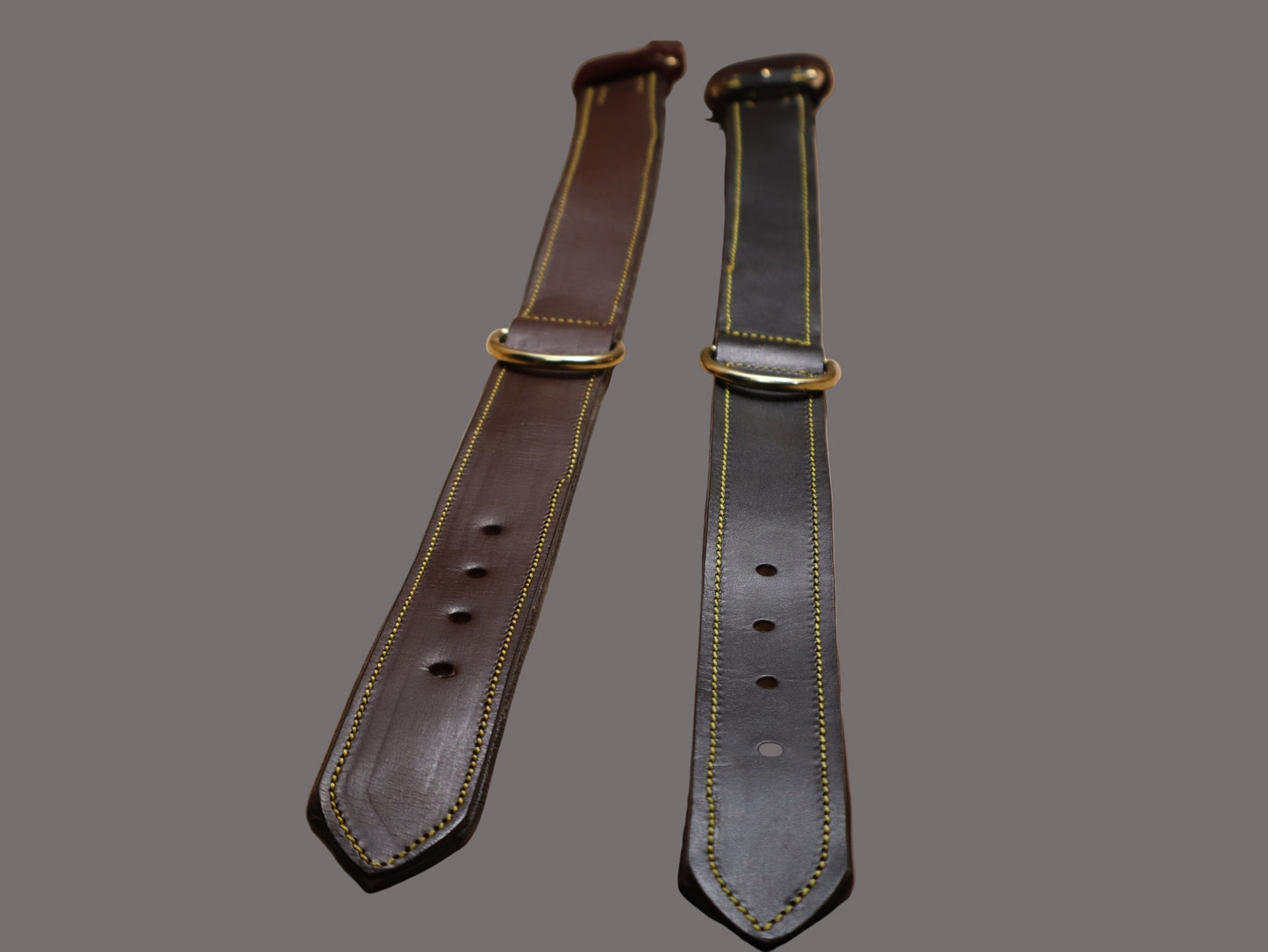 Premium Handcrafted Leather Dog Collar - Durable Double-Stitched Cowhide with Golden Buckle