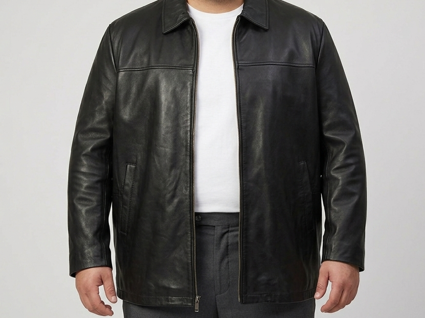 Big & Tall Men's Black Leather Jacket – Extended Sizes | Sunset Big & Tall Men's Black Leather Jacket – Extended Sizes | Sunset