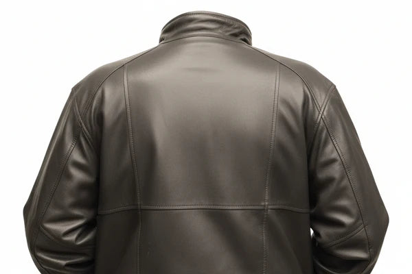 Mens double collar leather jacket