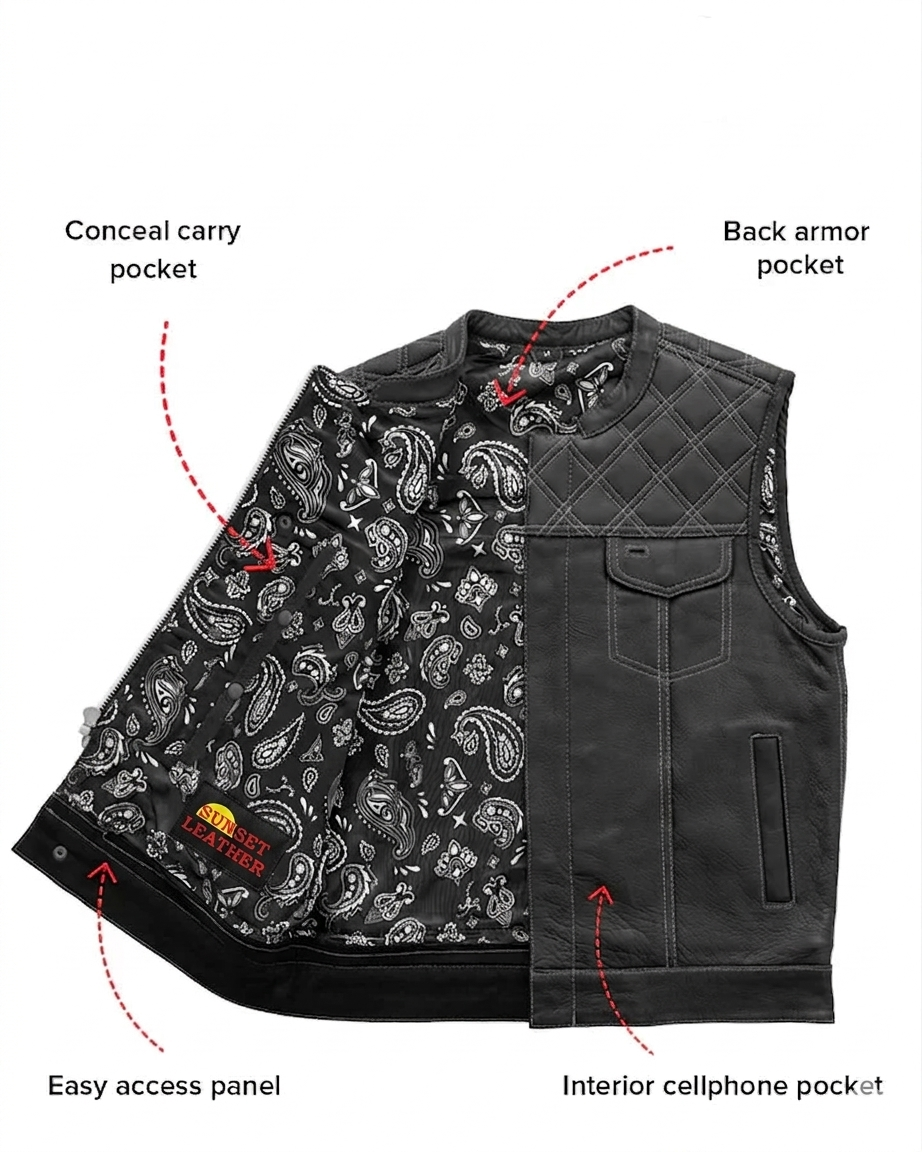 The Roadmaster Men's Motorcycle Leather Vest