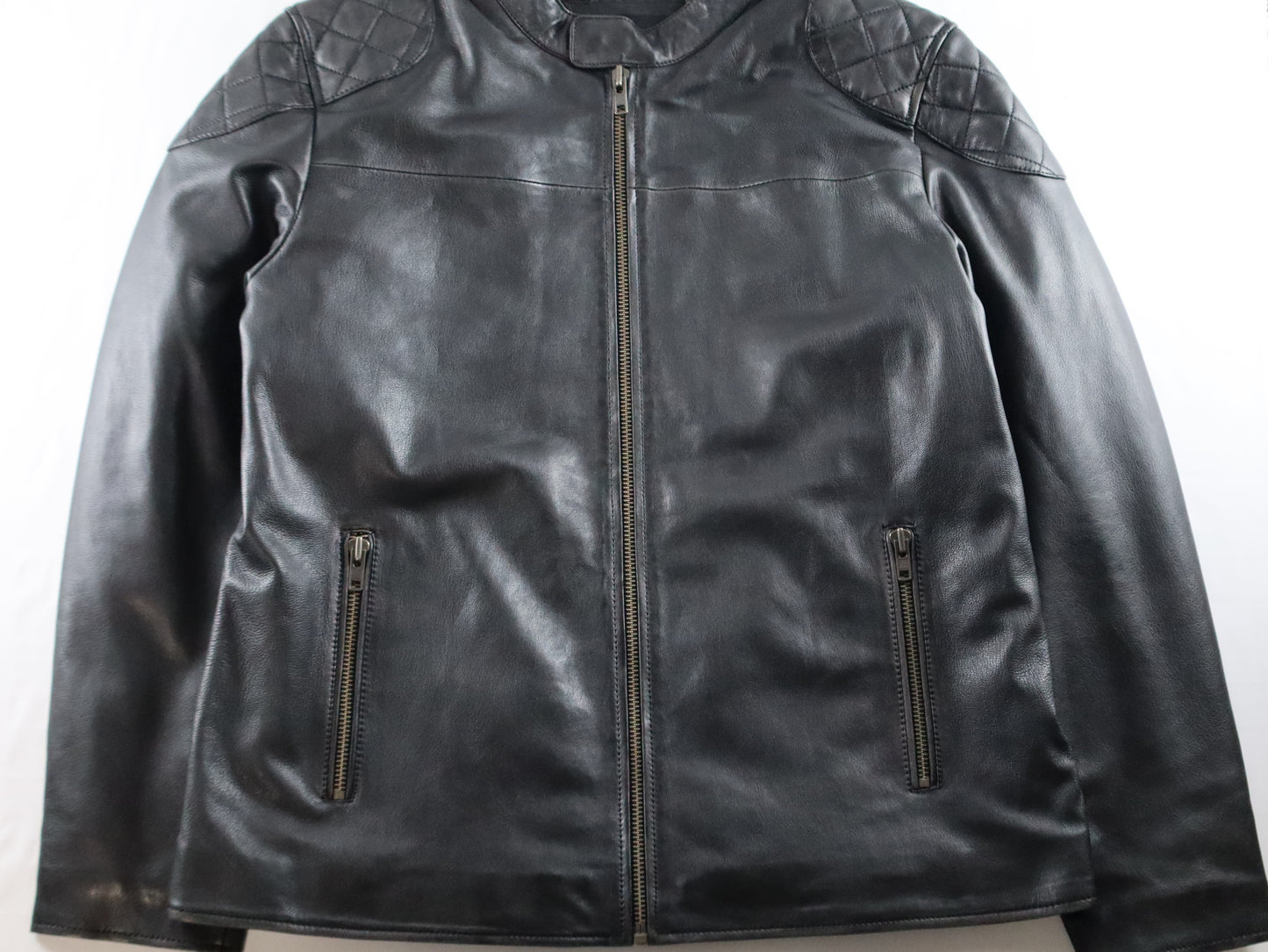 men soft leather moto style cafe racer