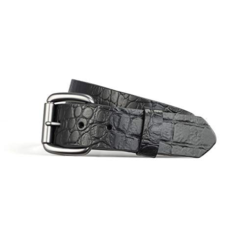 Crocodile leather print belt black 1.5"