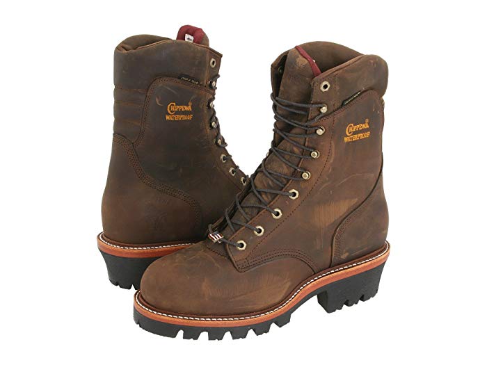 Chippewa Insulated Waterproof Super Logger 9" Work Boots - Steel Toe Brown
