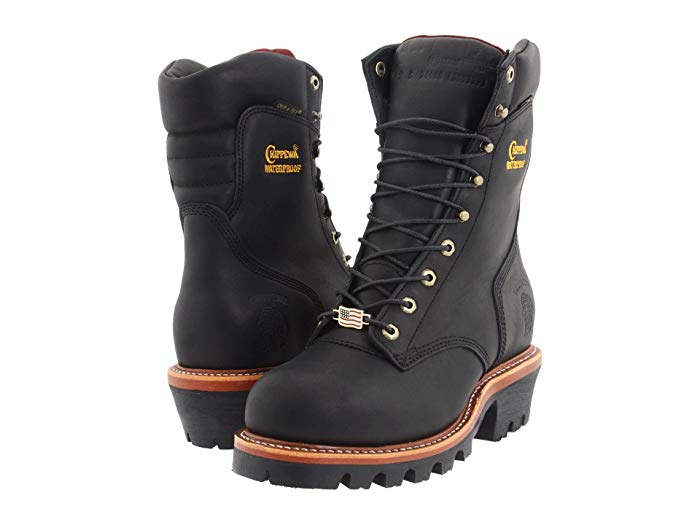 Chippewa Insulated Waterproof Super Logger 9" Work Boots - Steel Toe Black