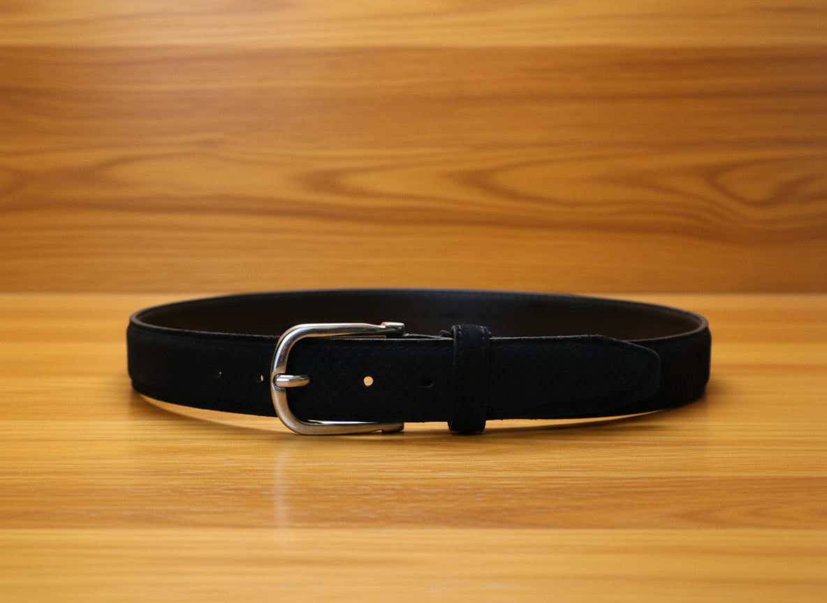 Men’s Black Suede Leather Belt - Handcrafted Premium  Suede