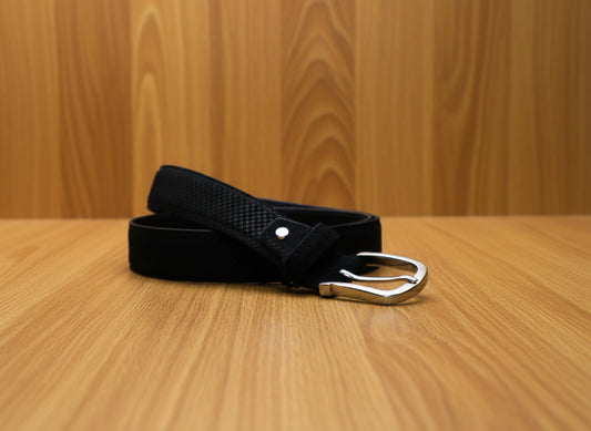 Men Suede Black Leather Belt