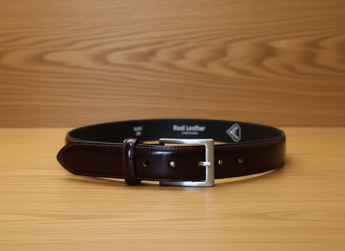 Men potofolio Leather belt burgundy color