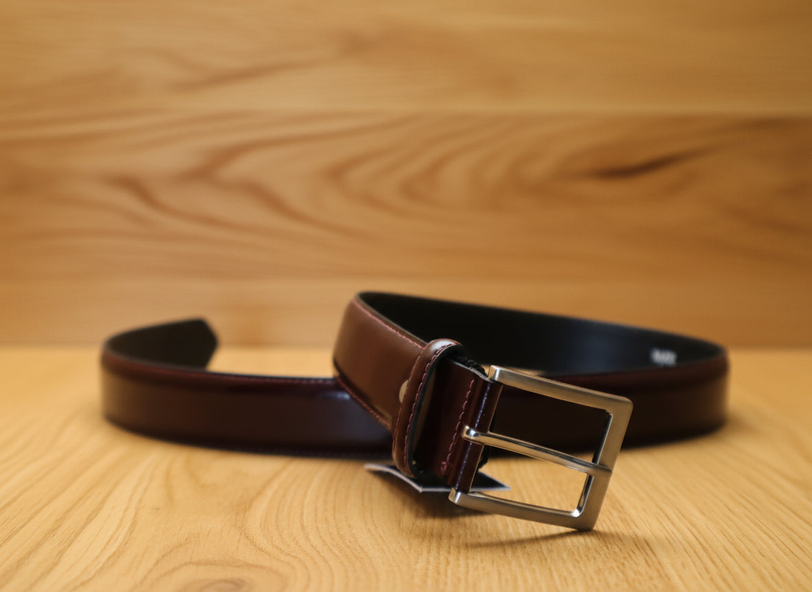 Men potofolio Leather belt burgundy color