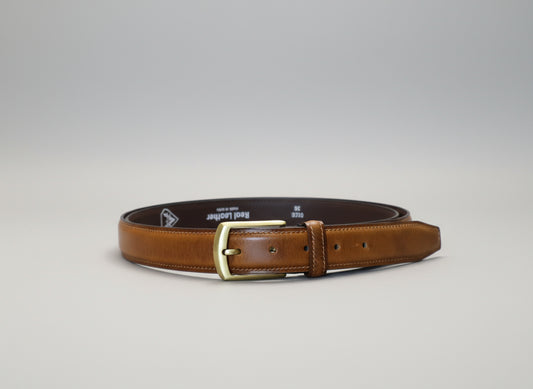 Men mid brown leather belt