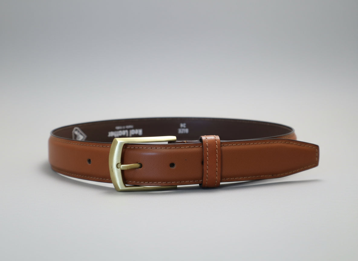 men cognac color dress belt