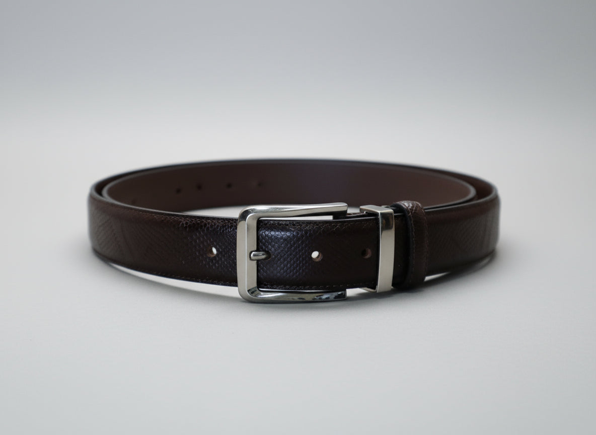 men brown leather belt with texture top