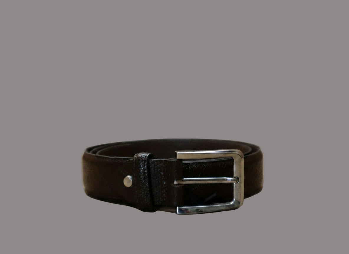 men brown leather belt with texture top