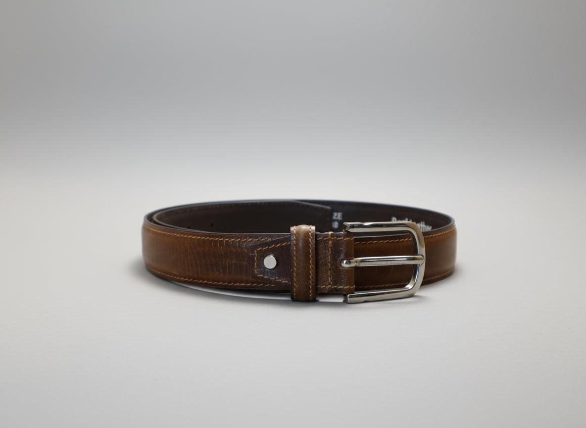men portofolio brown leather brown belt with textures