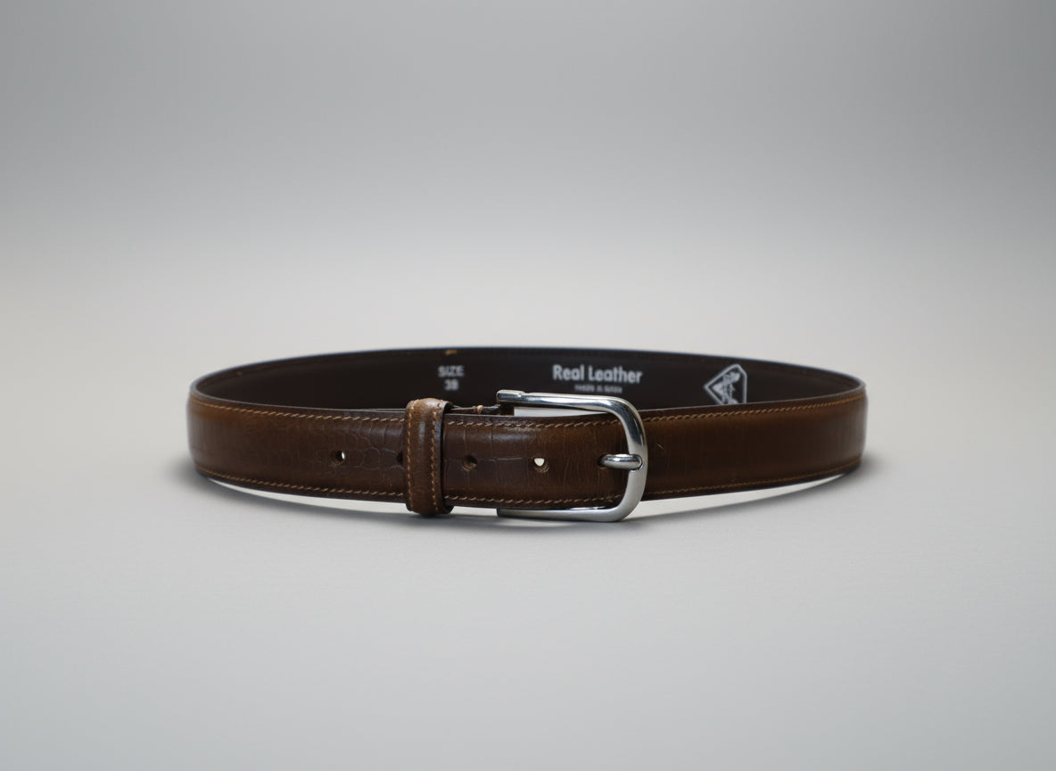 men portofolio brown leather brown belt with textures