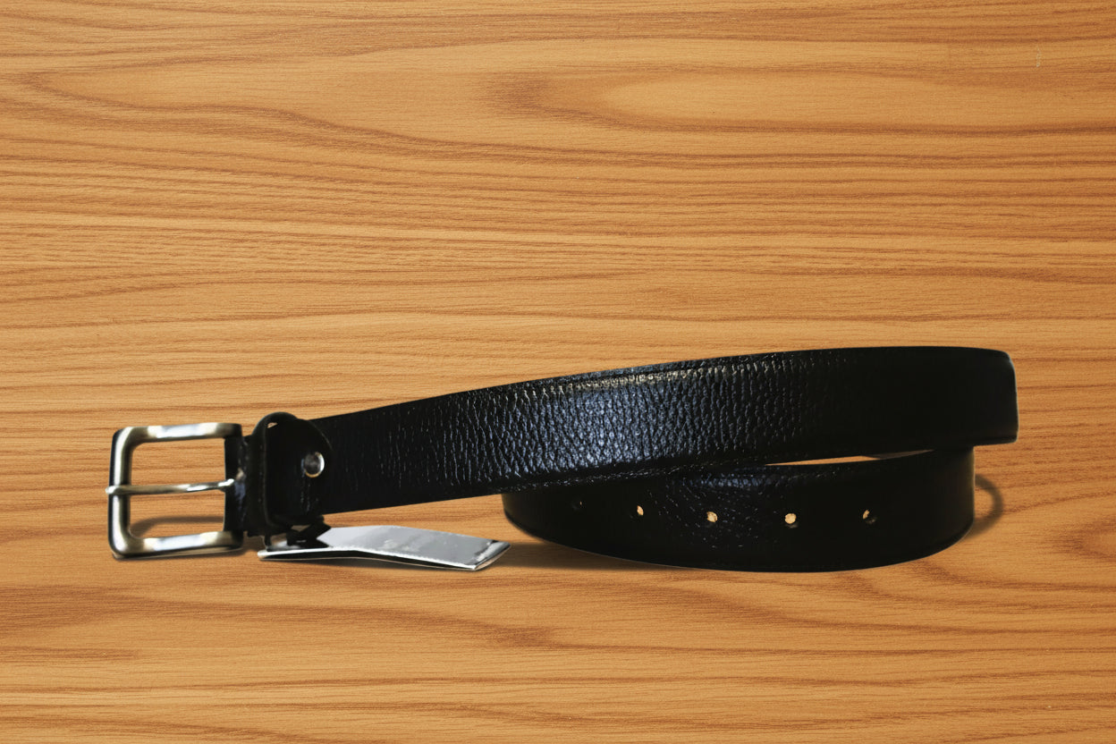 Men  Black pebble leather belt casual or formal wear