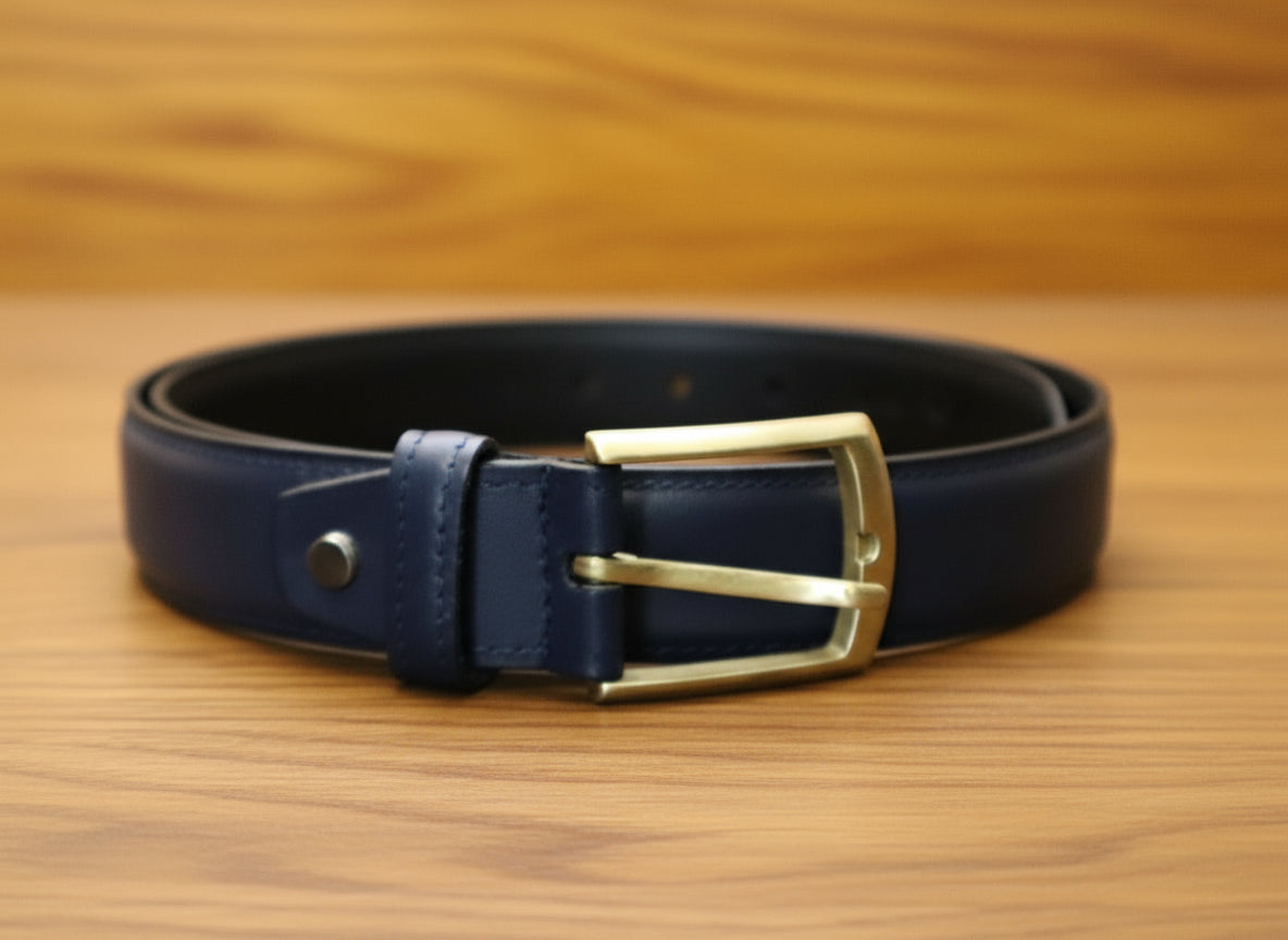 matt navy color leather portofolio belt