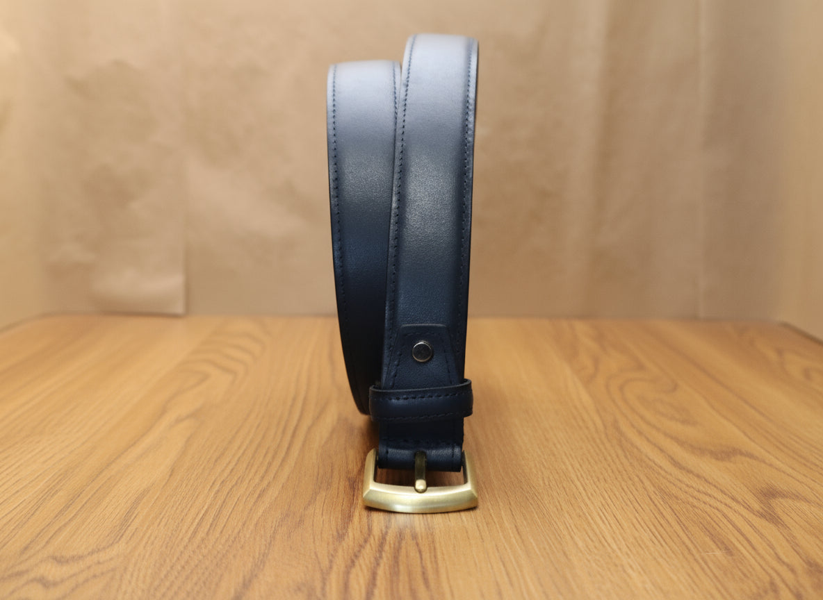matt navy color leather portofolio belt