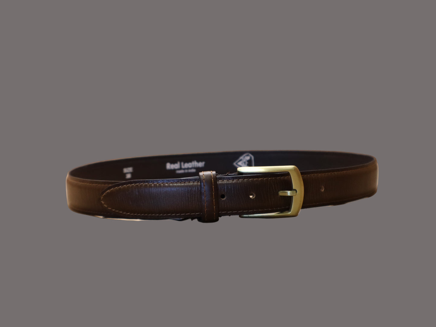 men chesnut brown leather belt