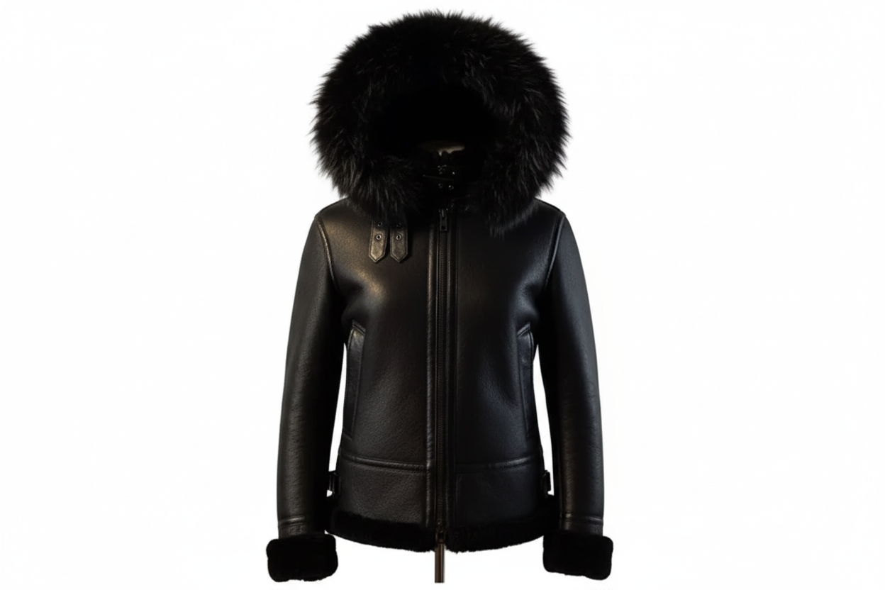 Women Original Shearling  with hood and detactable fur