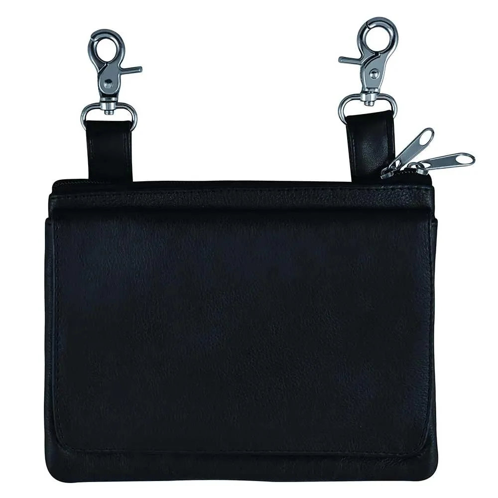 Leather Belt Bag Hip Purse Plain Black