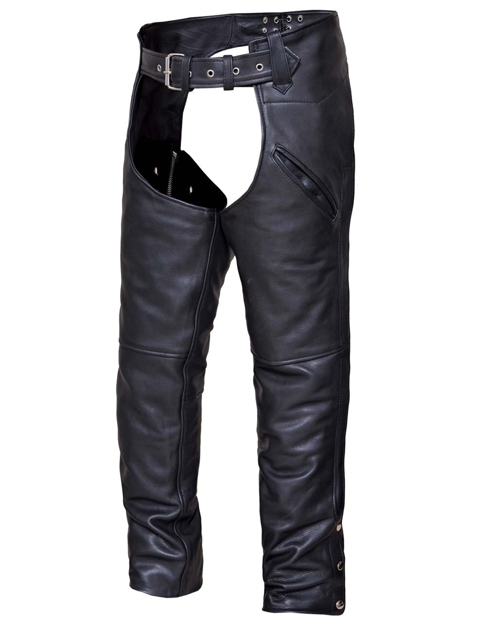 Unisex Naked Leather Deep Pocket Motorcycle Chaps

