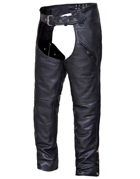 Unisex Naked Leather Deep Pocket Motorcycle Chaps

