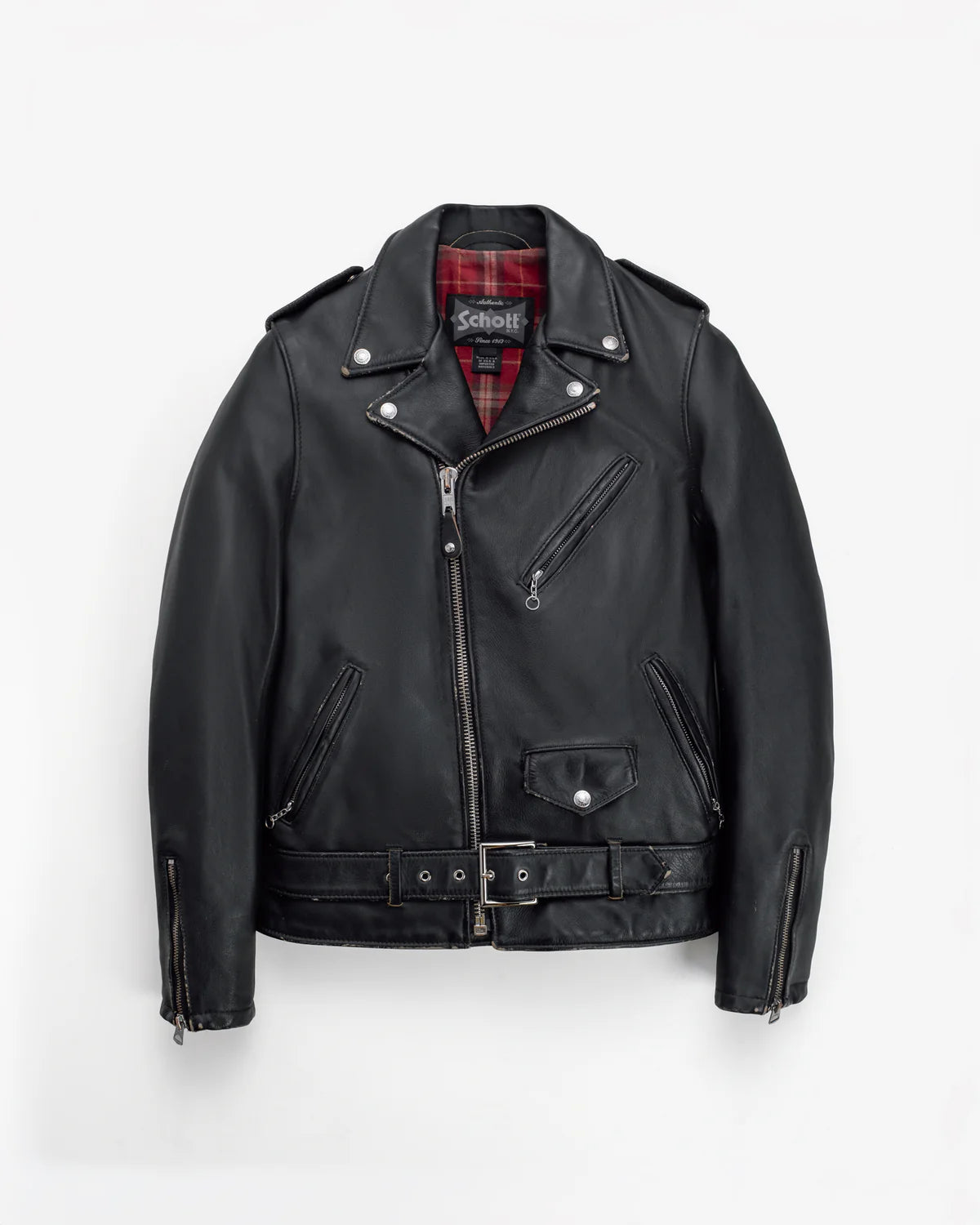 Vintage Fitted Cowhide Leather Motorcycle Jacket