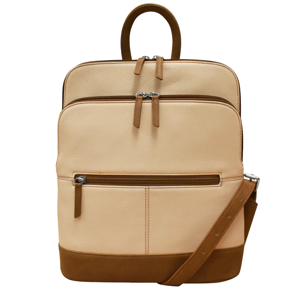 Leather backpack with adjustable strap