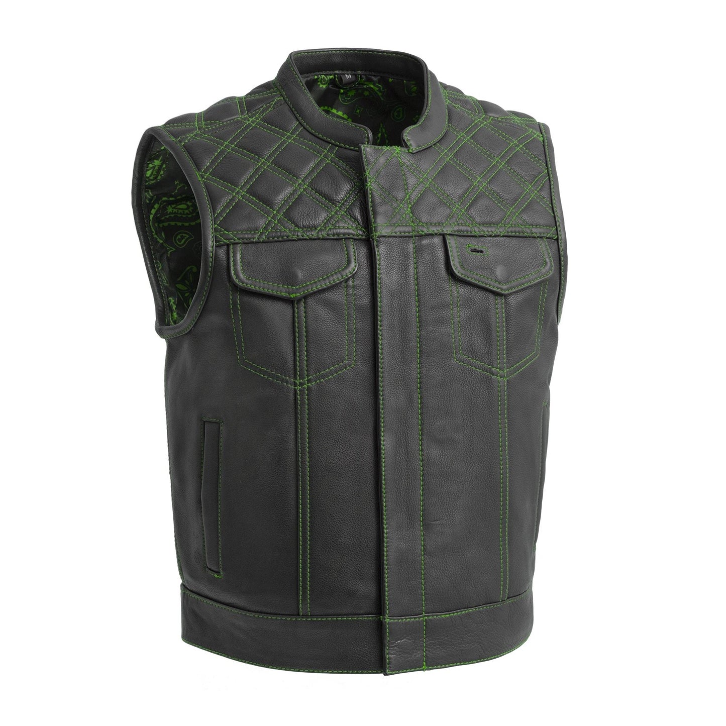 roadster Upside Men’s Club Style Leather Vest - Shorter
