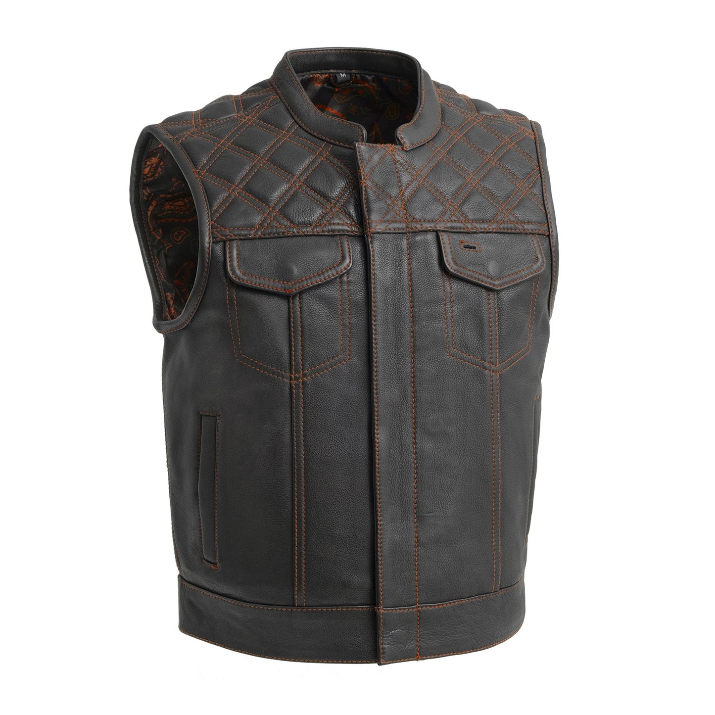 roadster Upside Men’s Club Style Leather Vest - Shorter