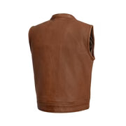 Sharp Shooter Men's Motorcycle Leather Vest Cognac