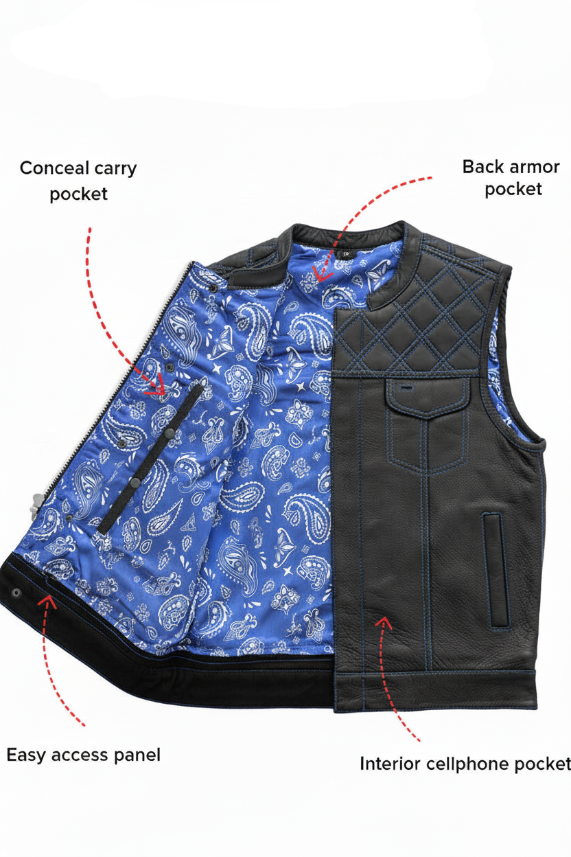 The Roadmaster Men's Motorcycle Leather Vest