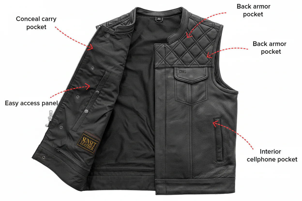 The Roadmaster Men's Motorcycle Leather Vest