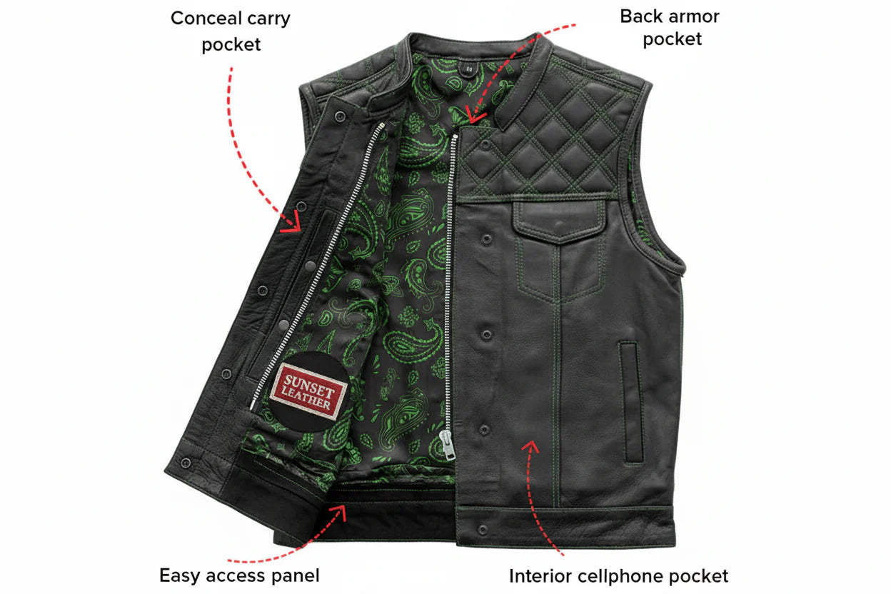 The Roadmaster Men's Motorcycle Leather Vest