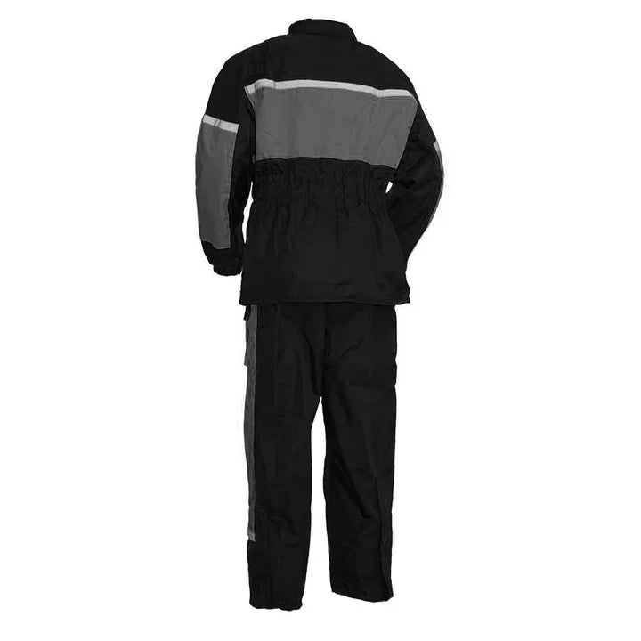 MEN'S BLACK RAIN SUIT HIGH VISIBILITY