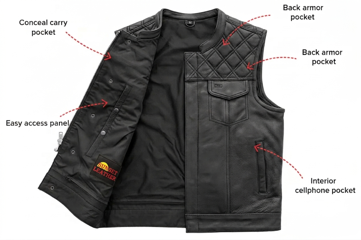 The Roadmaster Men's Motorcycle Leather Vest