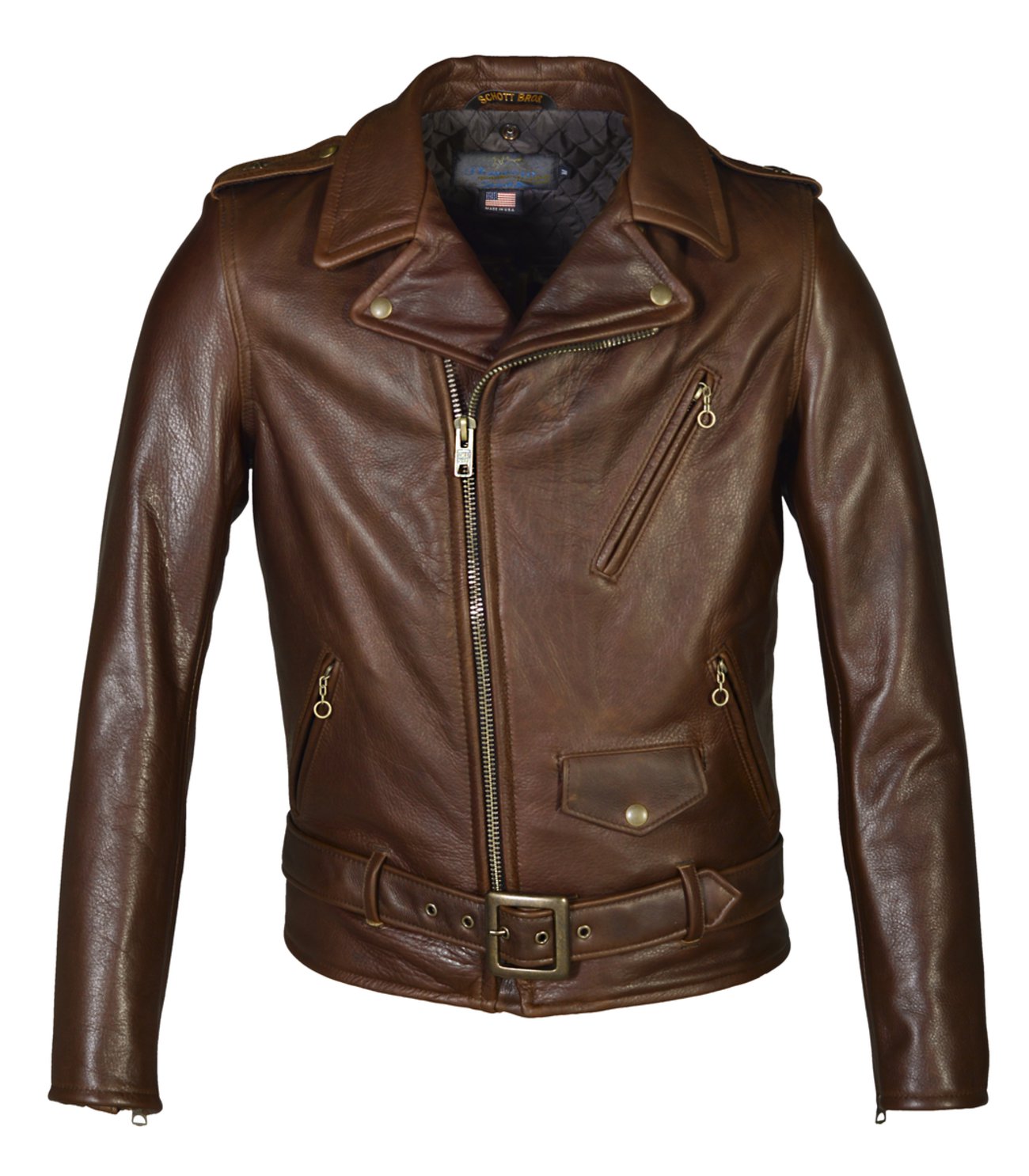 Waxy Natural Cowhide 50's Perfecto Motorcycle Leather Jacket