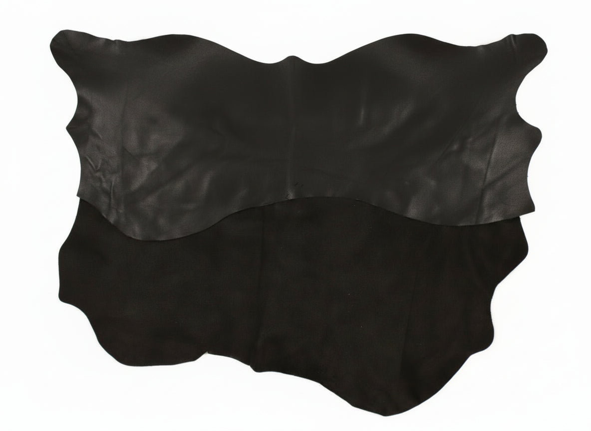 black leather saddle pad on a horse with a white background