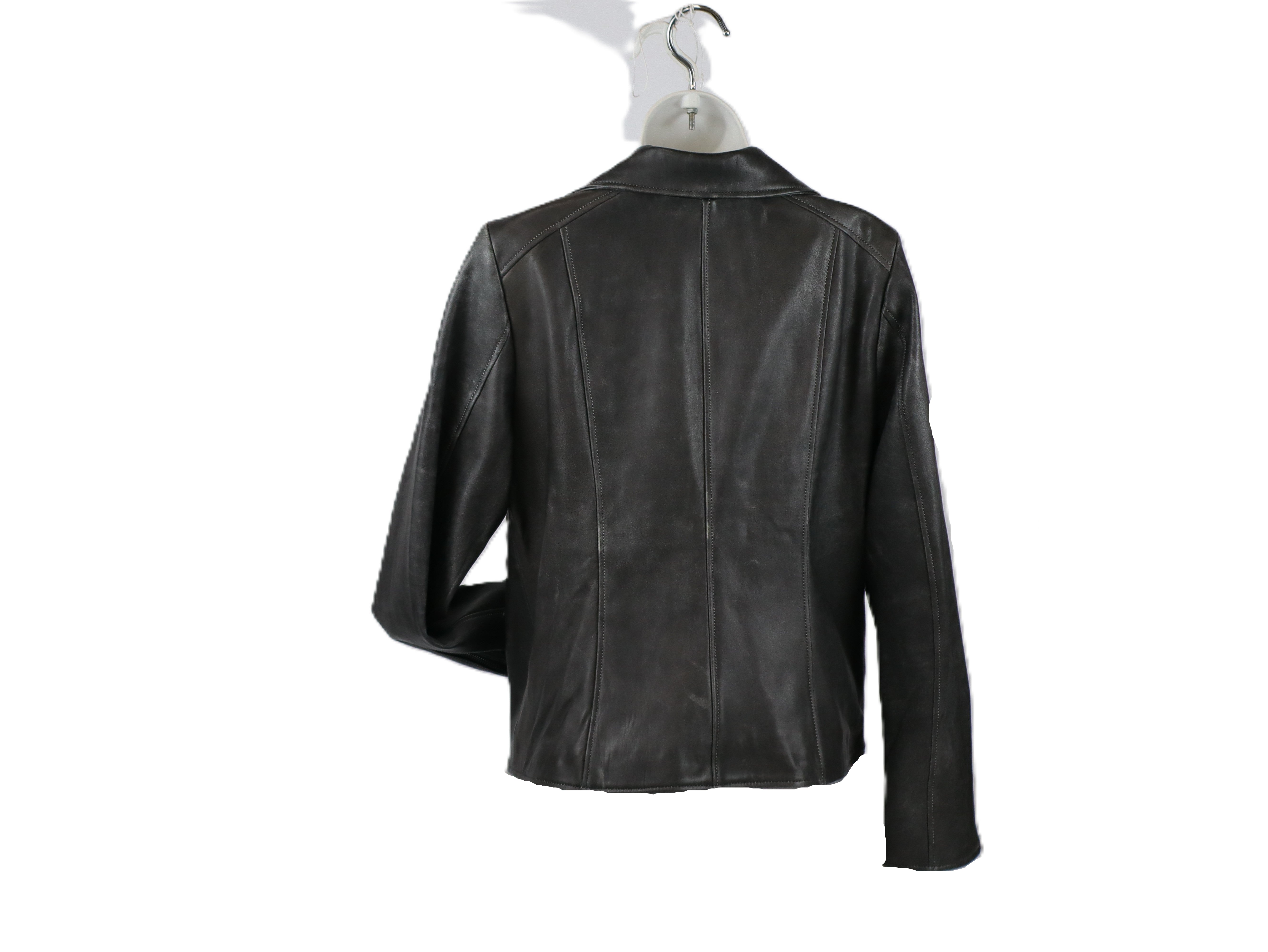 Women's Genuine Leather Moto Jacket – Black & Antique Grey
