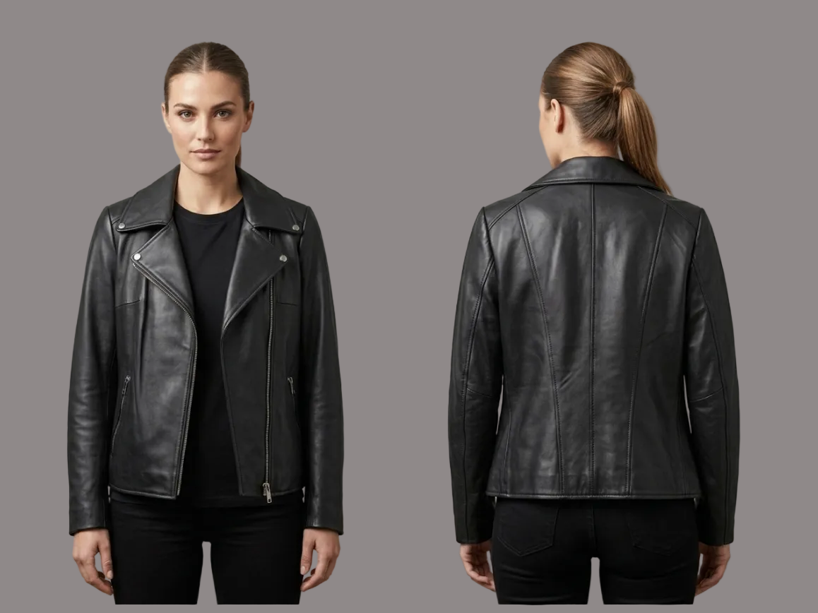 Women’s Premium Leather Moto Jacket - Handcrafted Style
